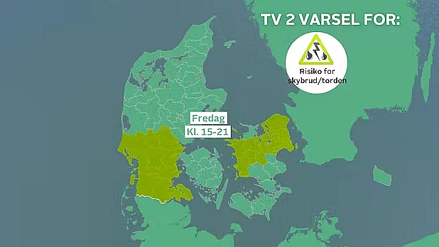 Varsel om skybrud med torden på Sjælland TV 2 Kosmopol