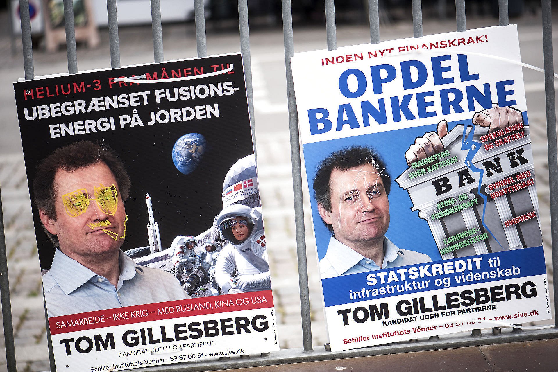 ARKIVFOTO: Her er nogle af Tom Gillesbergs plakater fra valget i 2019.